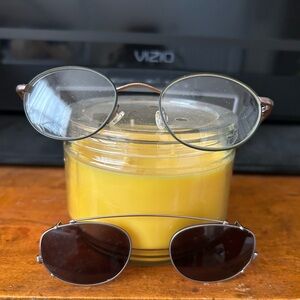 Marchon frames and clip on sunglasses